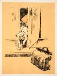 Ankunft an unserem Ziel, aus „A Gay Dog, Story of a Foolish Year“, Aldin, Cecil Charles Windsor (1870-1935), veröffentlicht von William Heinemann, 1905. Illustration, 1. Auflage
